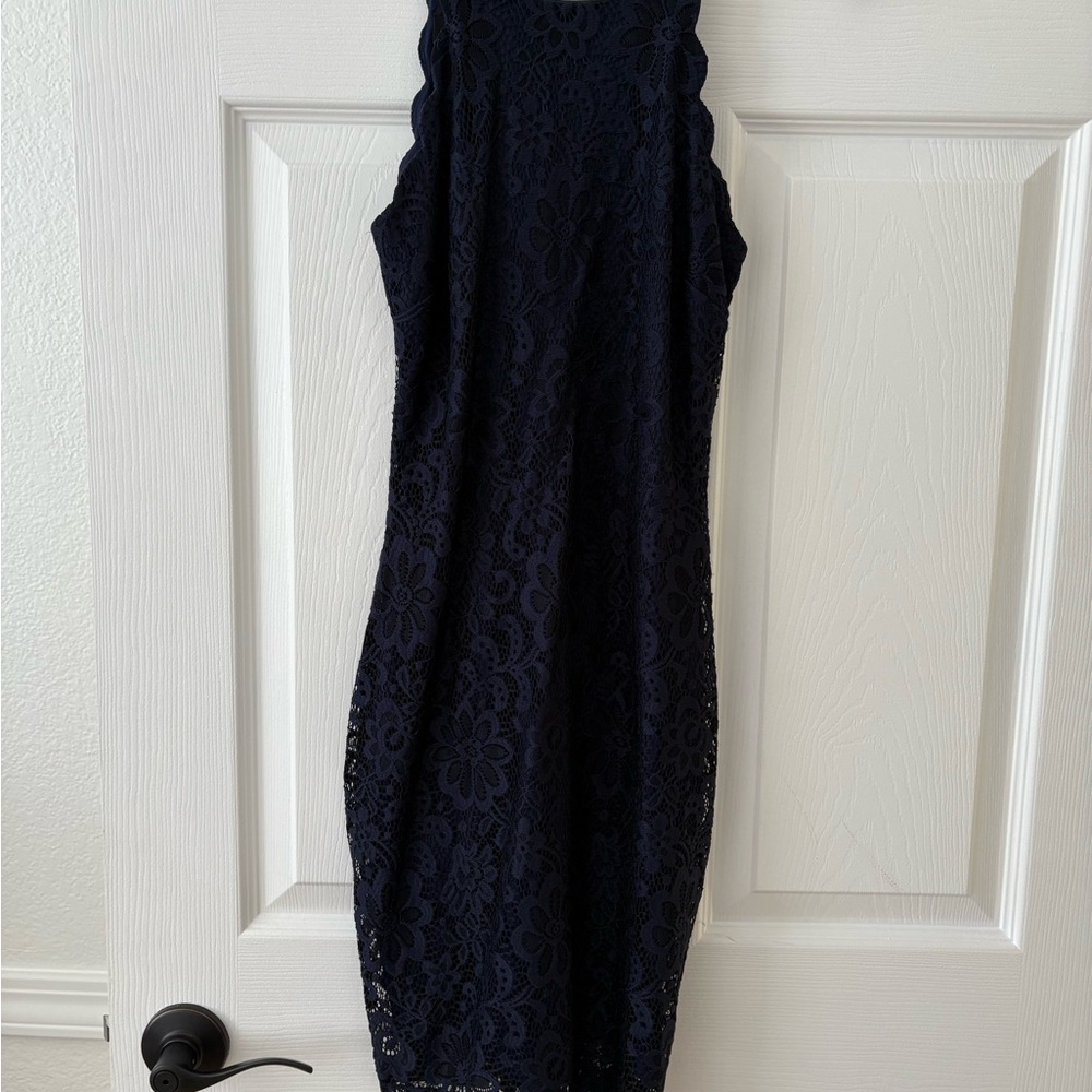 Elegant Navy Lace Dress